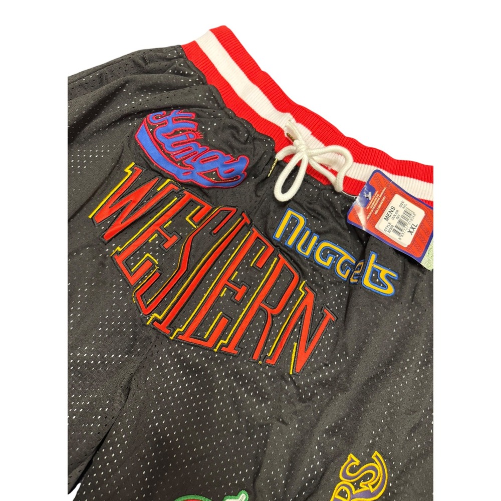 Just Don NBA Basketball Shorts Mens XXL Black New Western Conference Mesh Patch - Picture 3 of 11